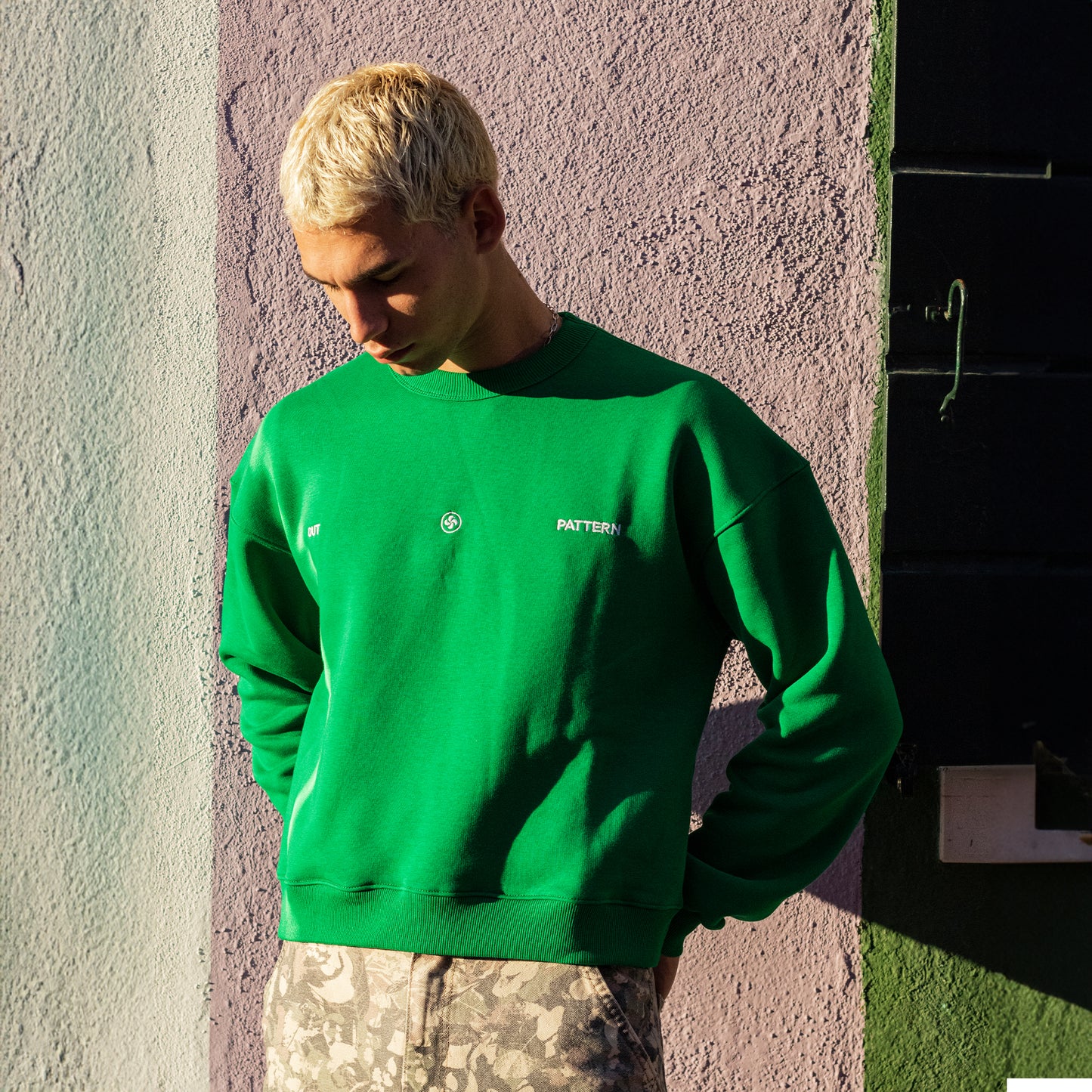 Out Pattern Green Crewneck