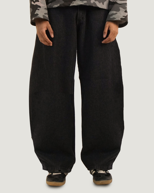 BLACK RAW BALOON DENIM