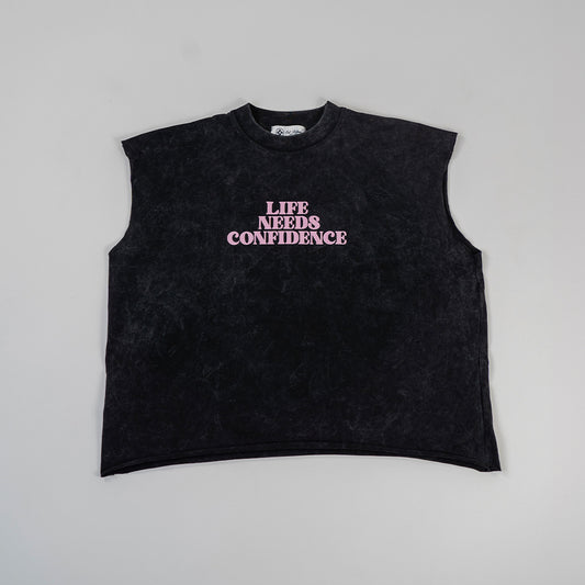 "Life Needs Confidence" Sleeveless Black