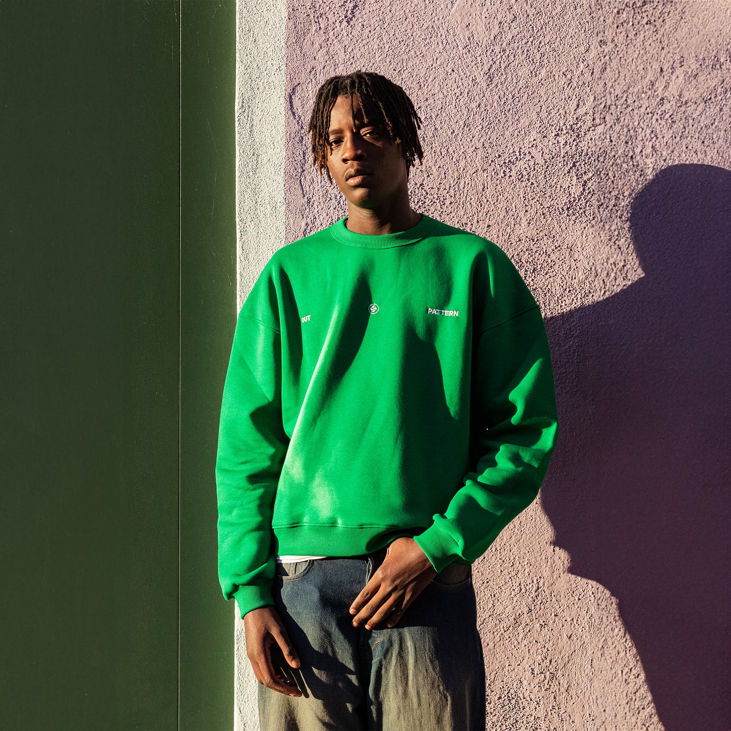 Out Pattern Green Crewneck