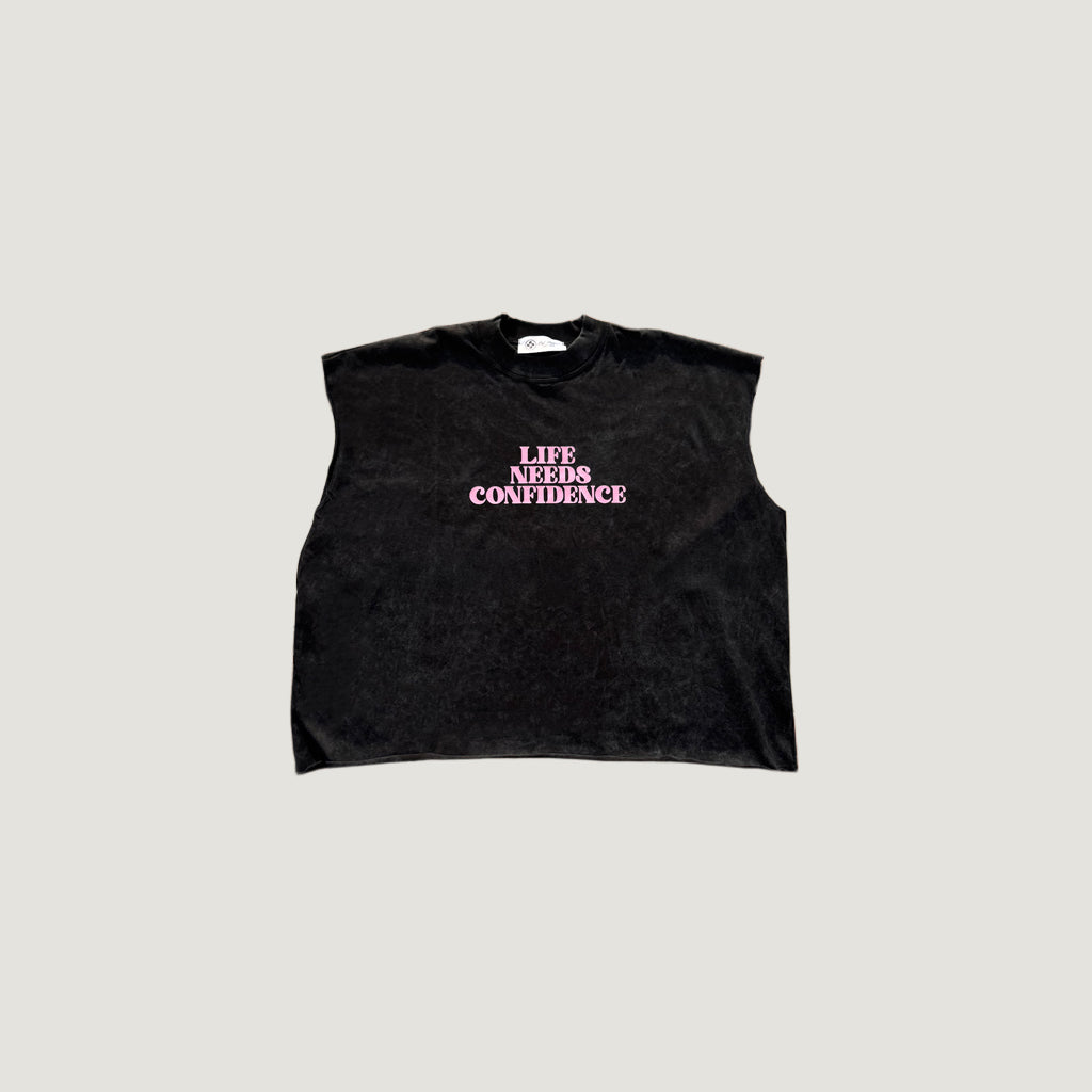 "Life Needs Confidence" Sleeveless Black
