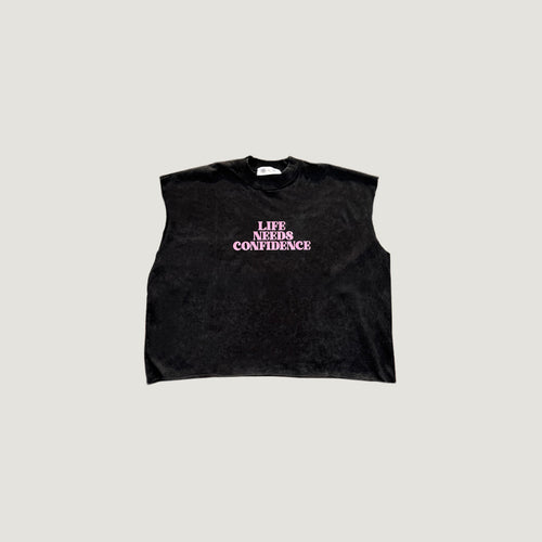 "Life Needs Confidence" Sleeveless Black